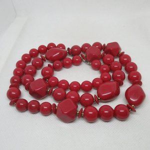 Vtg Celluloid Beaded Necklace With Gold Tone Metal Spacer Beads Heavy In Weight